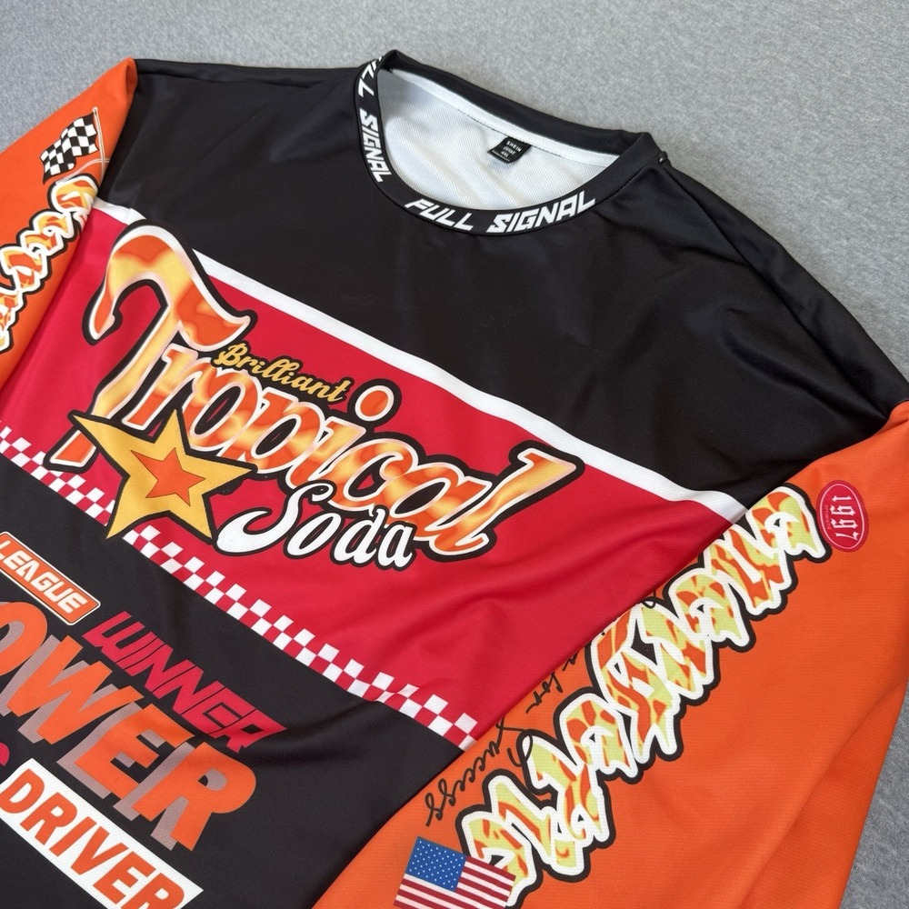 Shein Curve 4XL Tropical Soda Racing Graphic Jersey Shirt Y2K Style Moto
